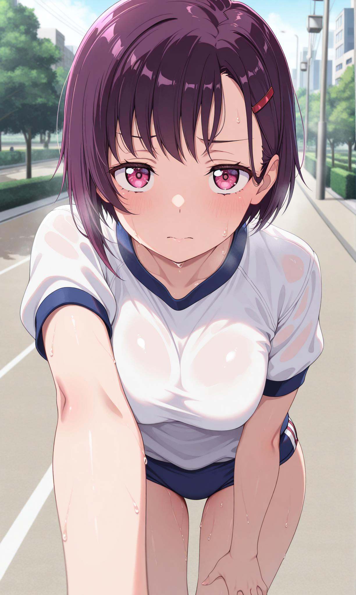 mikazuki shizuka,  purple hair,  pink eyes on Tensor.Art