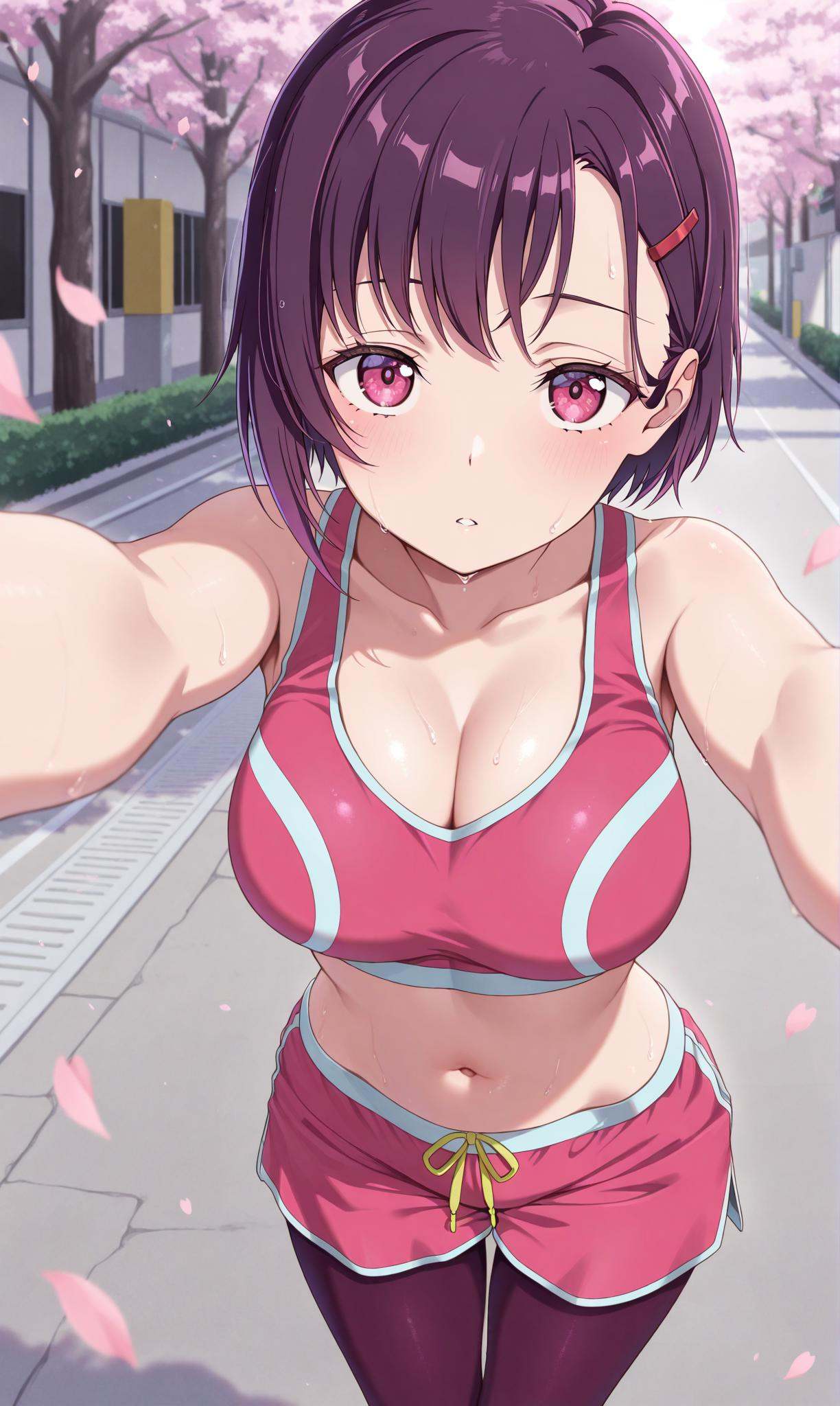 mikazuki shizuka,  purple hair,  pink eyes on Tensor.Art
