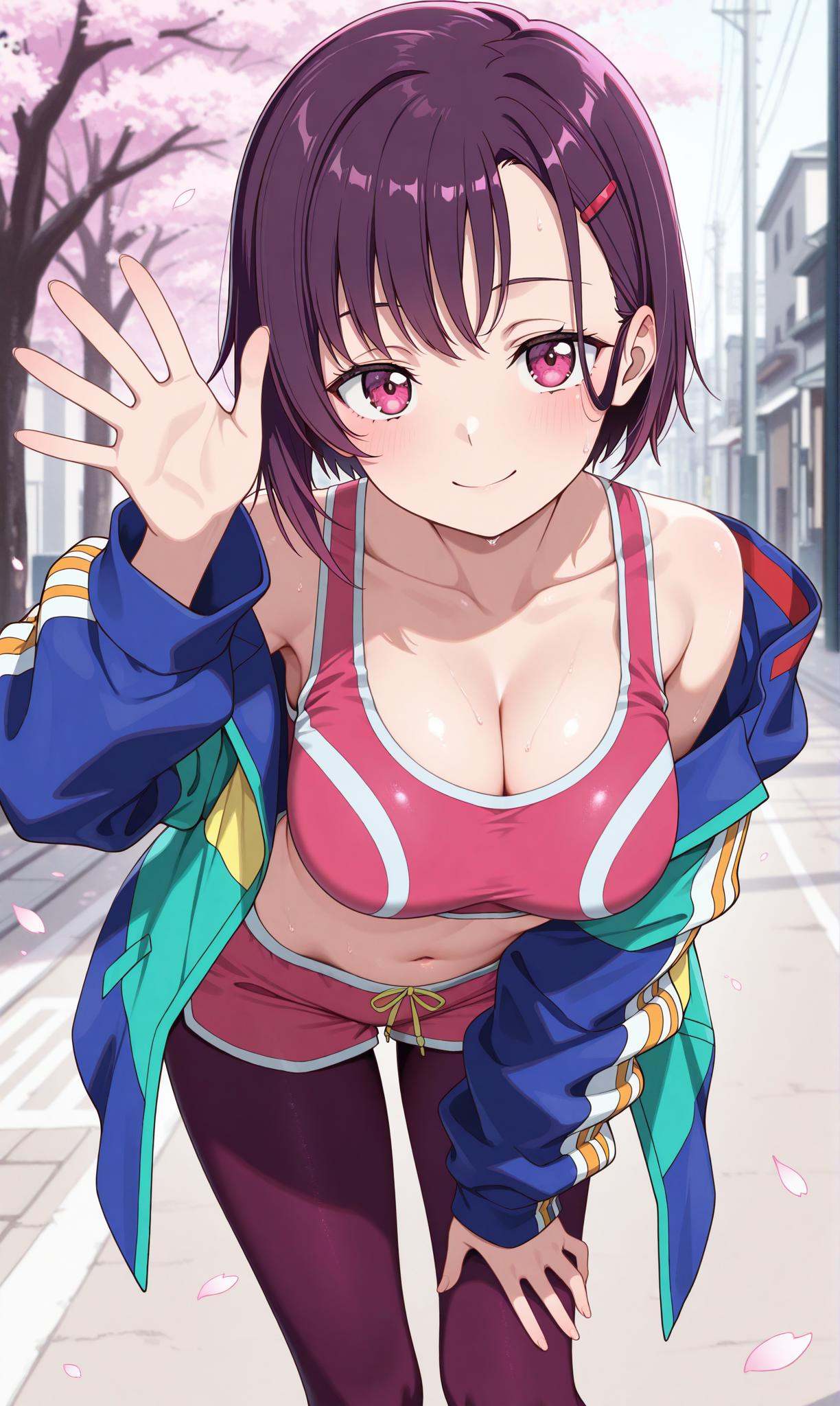 mikazuki shizuka,  purple hair,  pink eyes on Tensor.Art