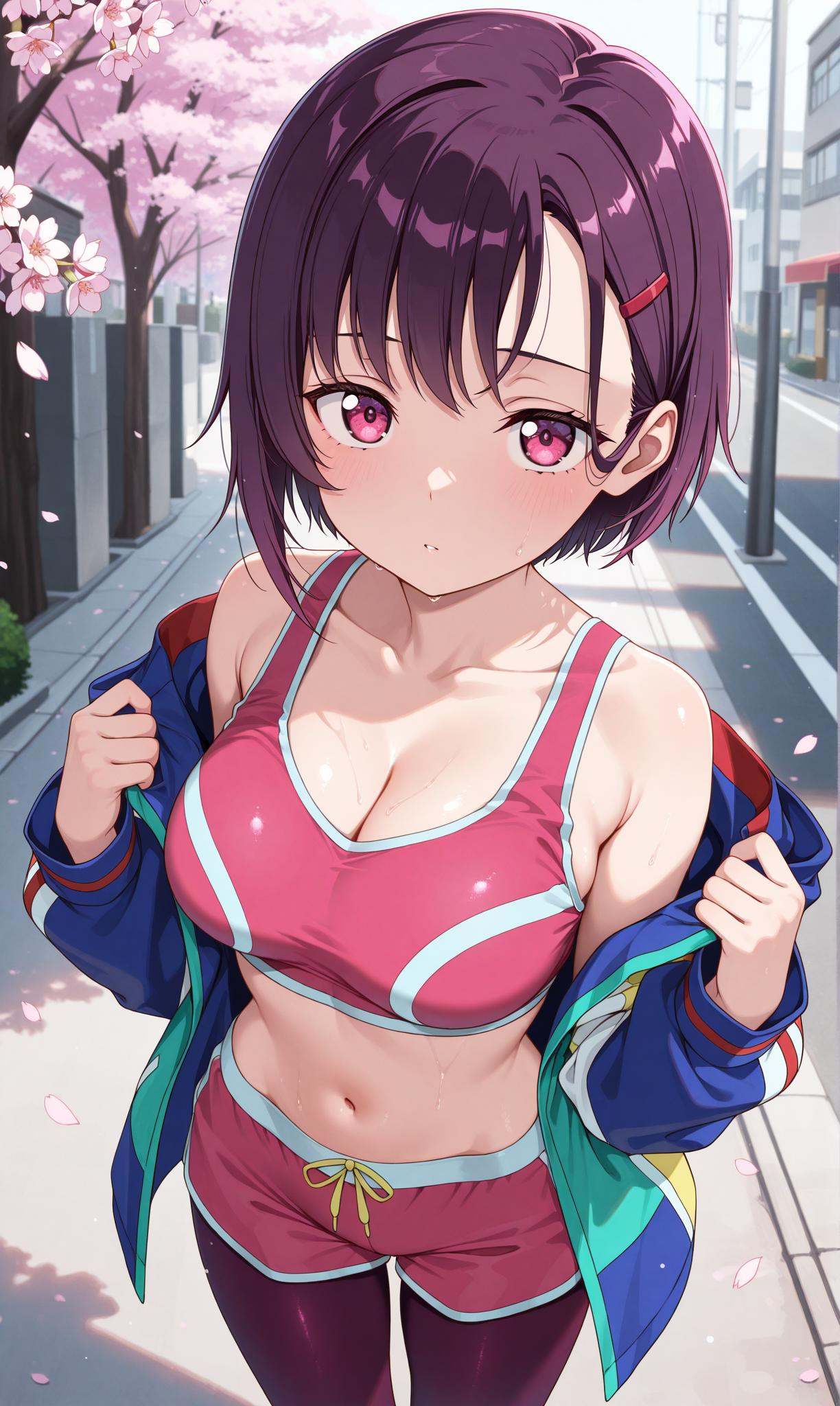 mikazuki shizuka,  purple hair,  pink eyes on Tensor.Art
