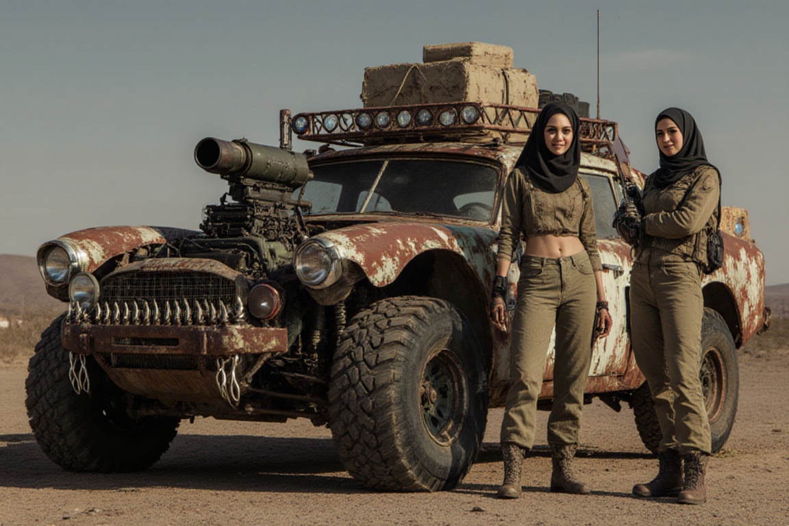 armored wasteland car,  large offroad wheels,  automatic **** machine gun on Tensor.Art
