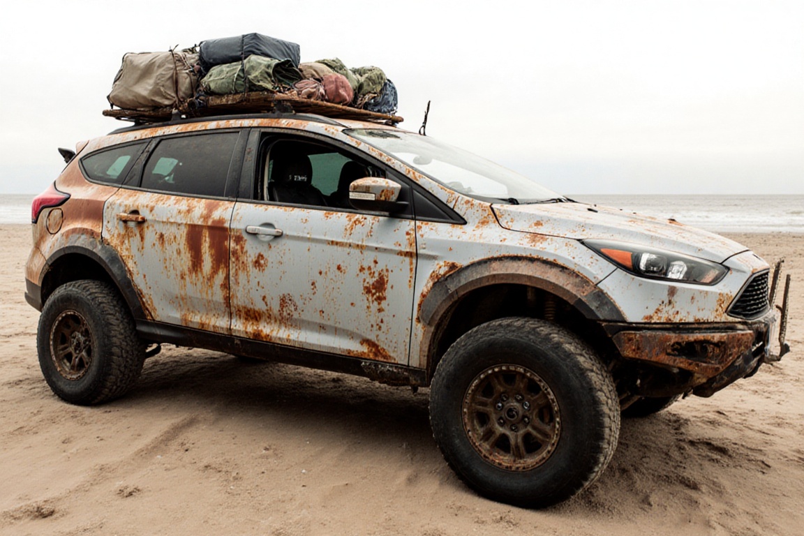 Ford focus wagon,  sandy shores,  crossout on Tensor.Art