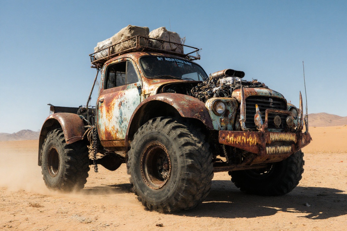 Fuat 500,  monster truck wheels,  crossout on Tensor.Art