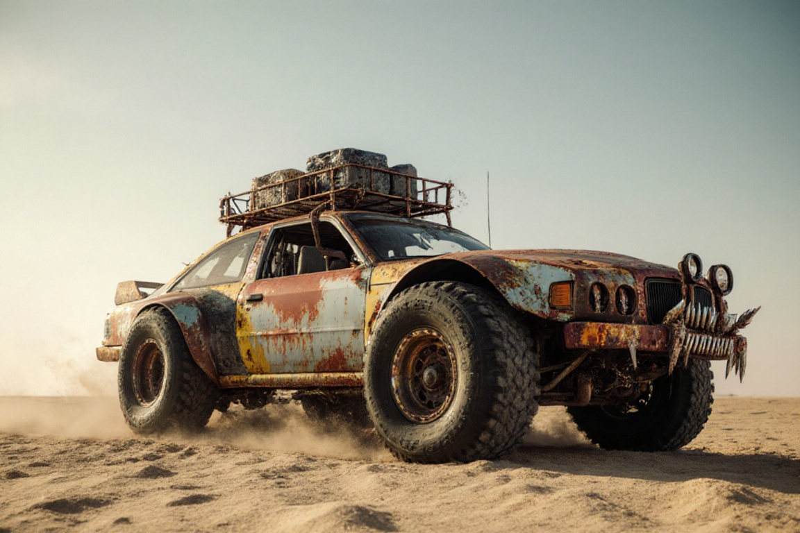 Mad max car,  monster truck wheels,  crossout on Tensor.Art