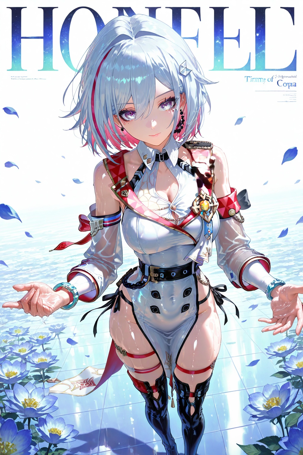 Thigh exposed,  thighhighs,  looking at viewer on Tensor.Art