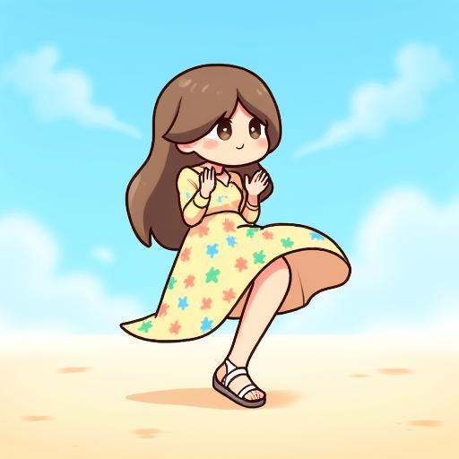 ass on floor,  one leg up,  sky backgroudn on Tensor.Art