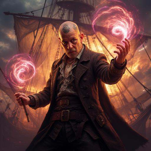 Flamebound,  "MageCorsair,  cinematic fantasy lighting on Tensor.Art