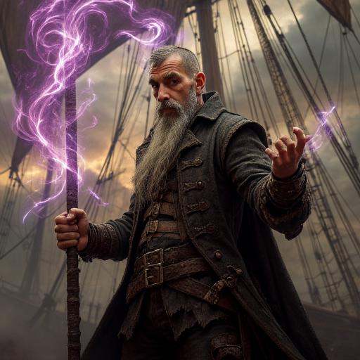 "MageCorsair,  embers swirling,  enchanted armor on Tensor.Art