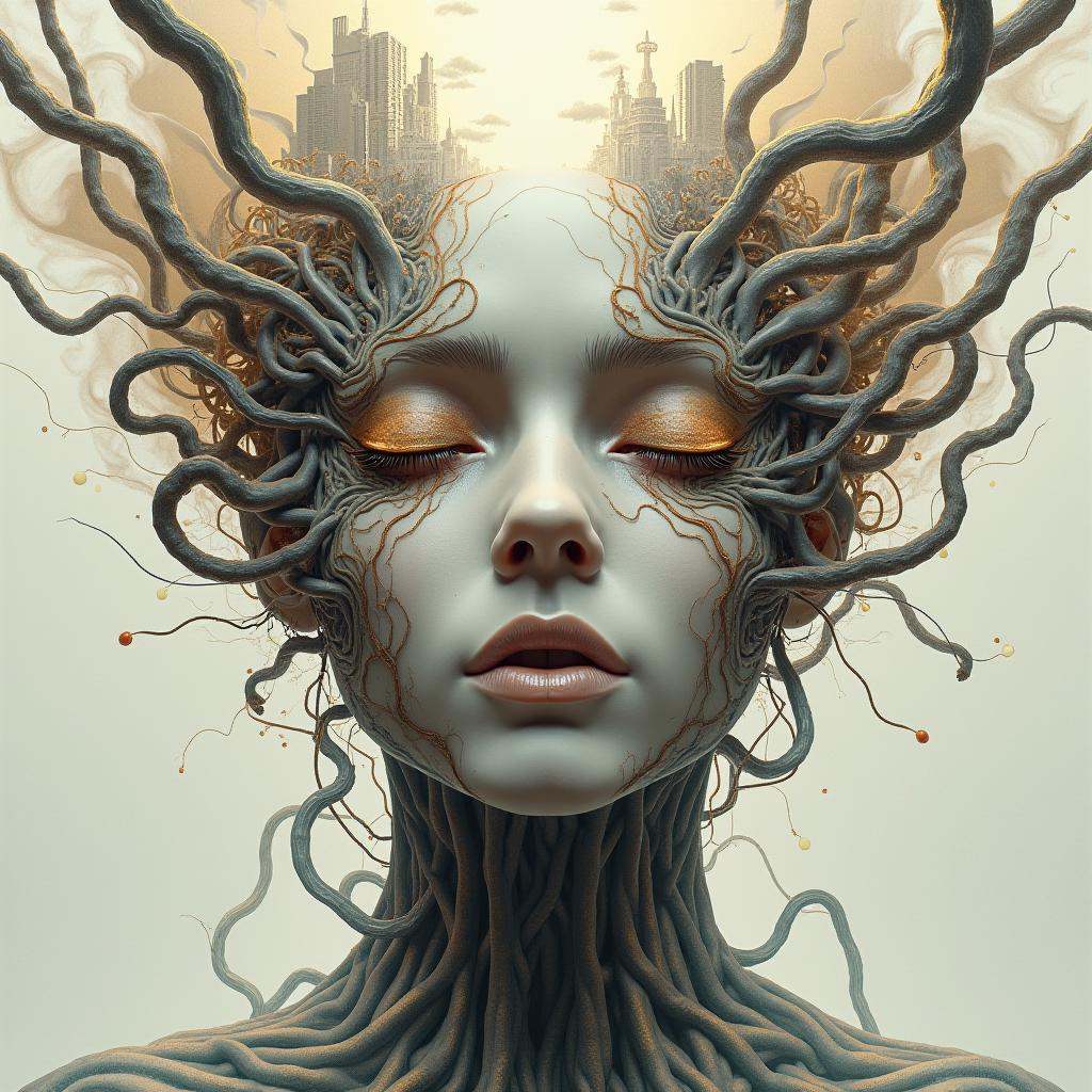 line art drawing cinematic film still professional 3d model This image is a digital art piece in a surreal,  abstract styl...