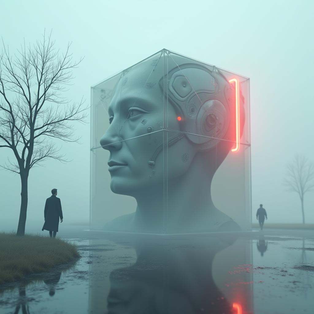 line art drawing cinematic film still professional 3d model A hyperrealistic digital artwork depicting a surreal,  futuris...