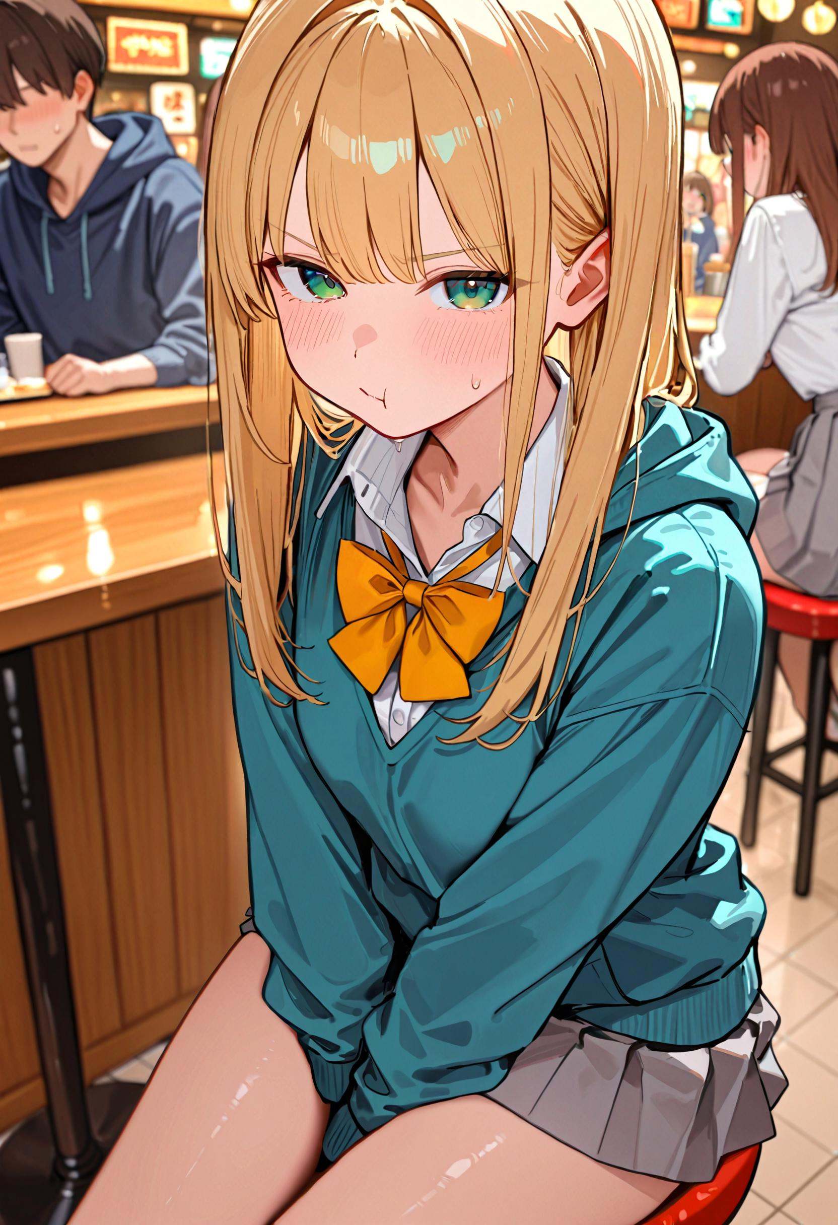 YW9za,  skirt,  sitting on Tensor.Art