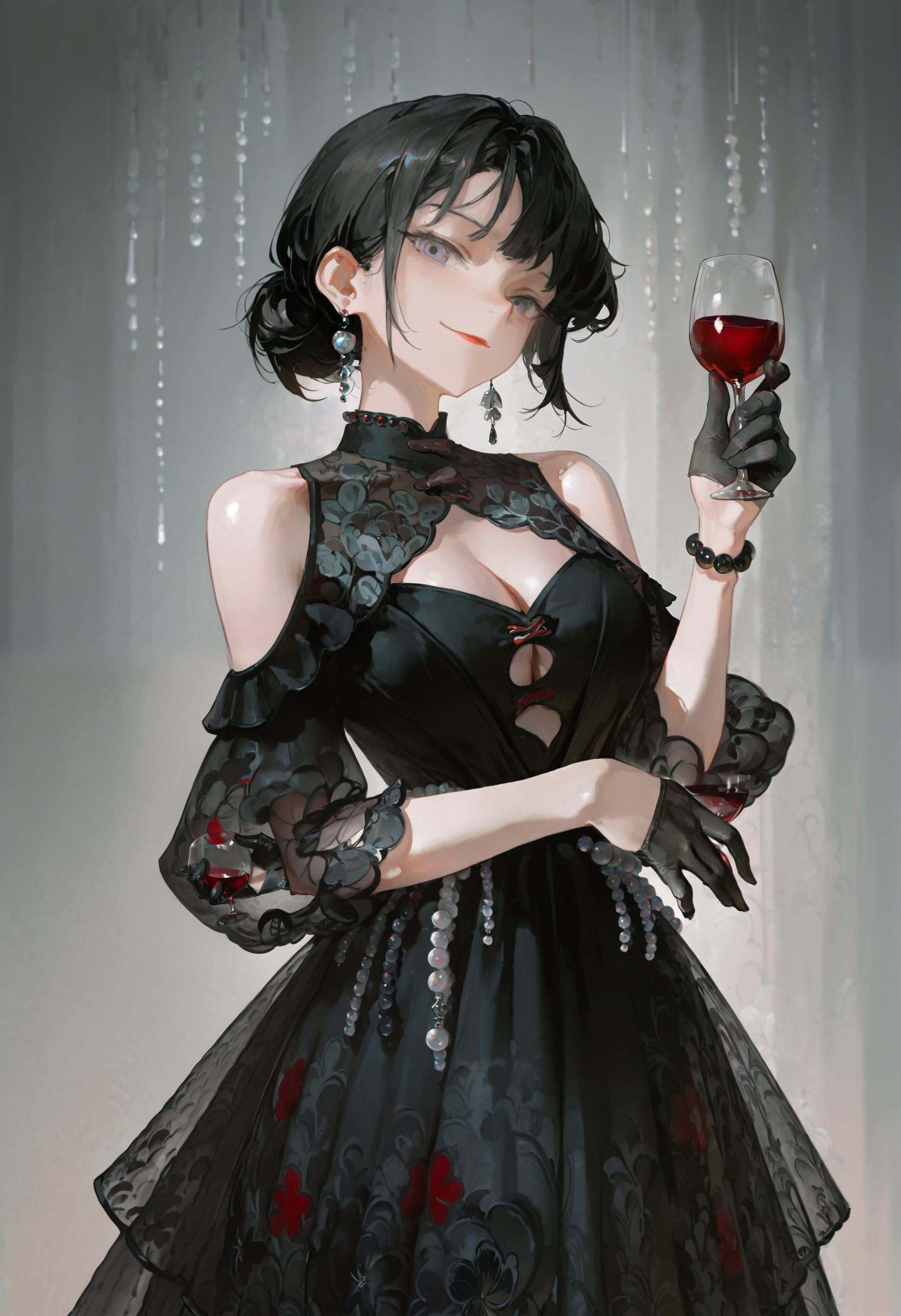 1girl,  cup,  dress on Tensor.Art