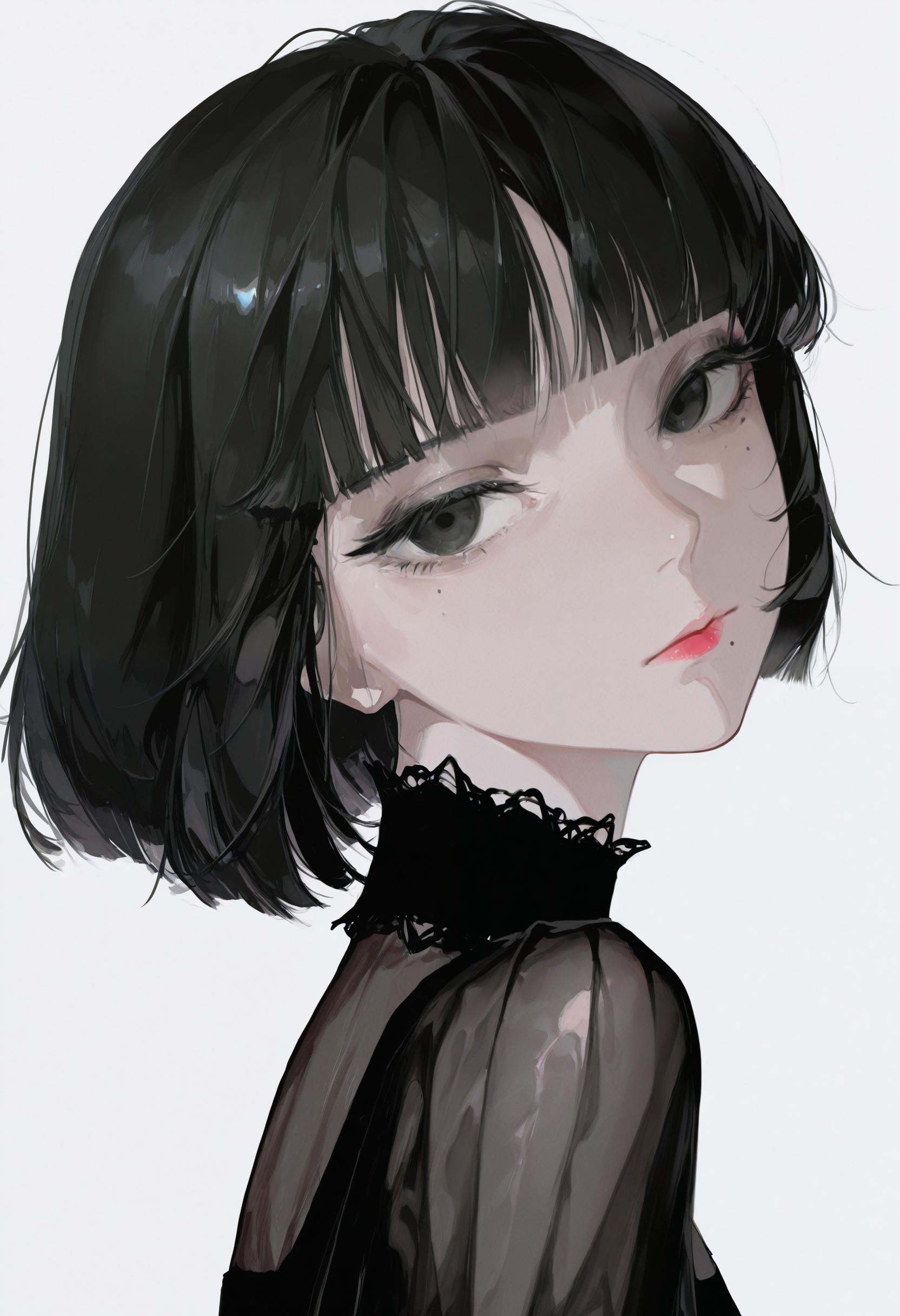 1girl,  solo,  black hair on Tensor.Art