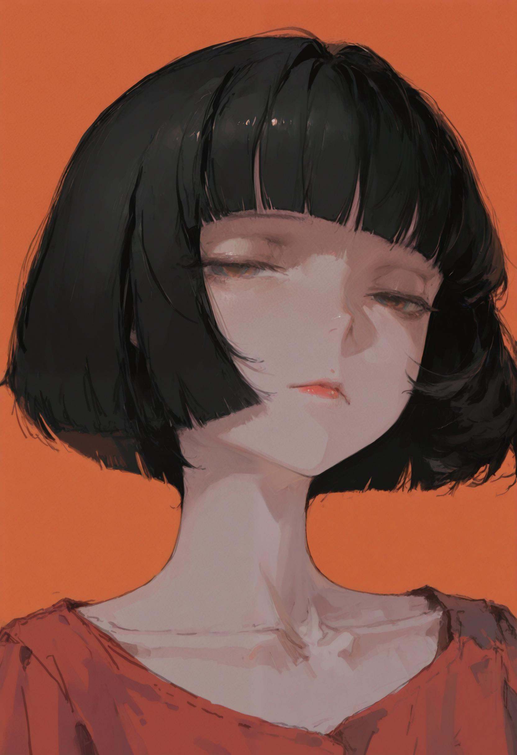 1girl,  solo,  orange background on Tensor.Art