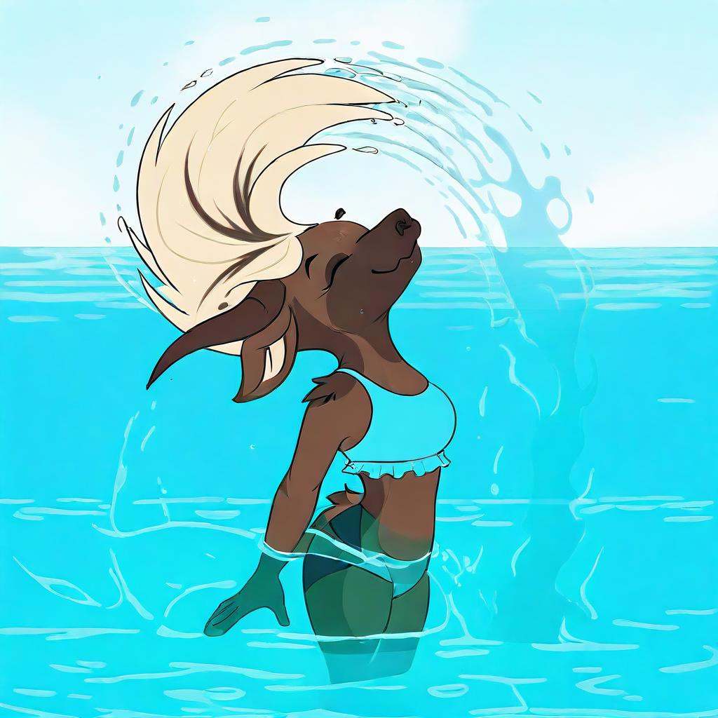 Backwards hair flick,  wet hair,  Furry on Tensor.Art