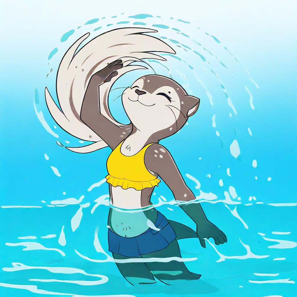 Backwards hair flick,  wet hair,  Furry on Tensor.Art