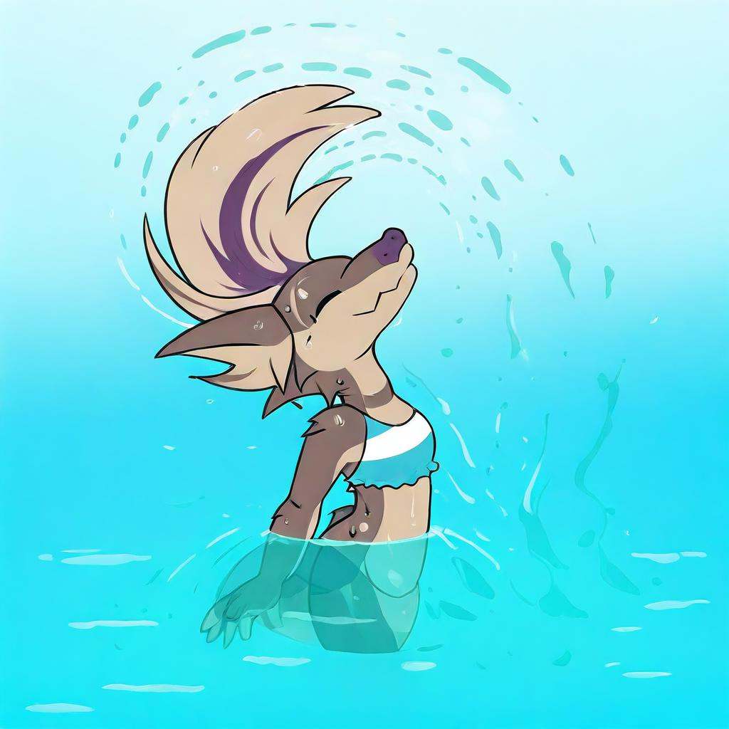 Backwards hair flick,  wet hair,  Furry on Tensor.Art