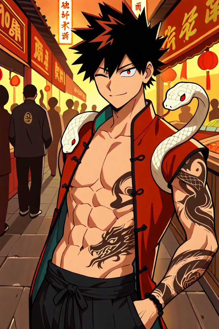 1boys,  solo,  a cartoon character wearing a traditional chinese costume on Tensor.Art