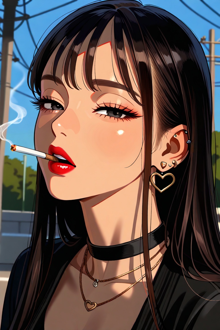 1girl,  smoking,  cigarette on Tensor.Art