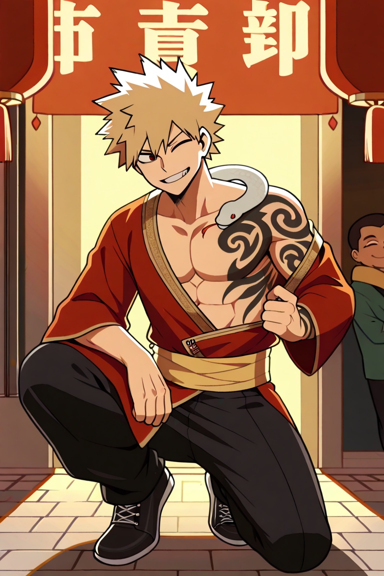 1boys,  solo,  a cartoon character wearing a traditional chinese costume on Tensor.Art