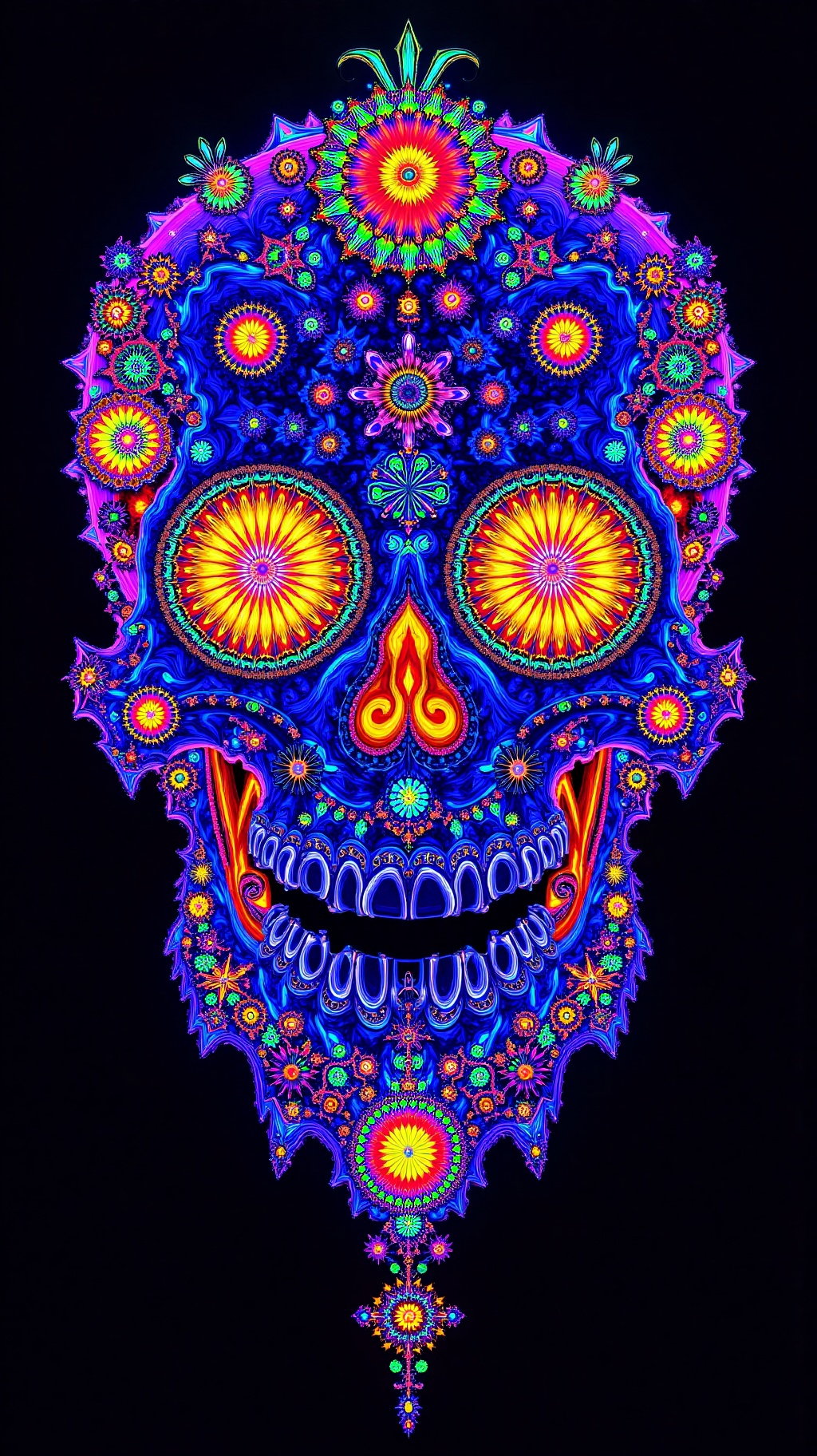 A Skull,  Trippy_fractal_psychedelic_UV-HDR on Tensor.Art