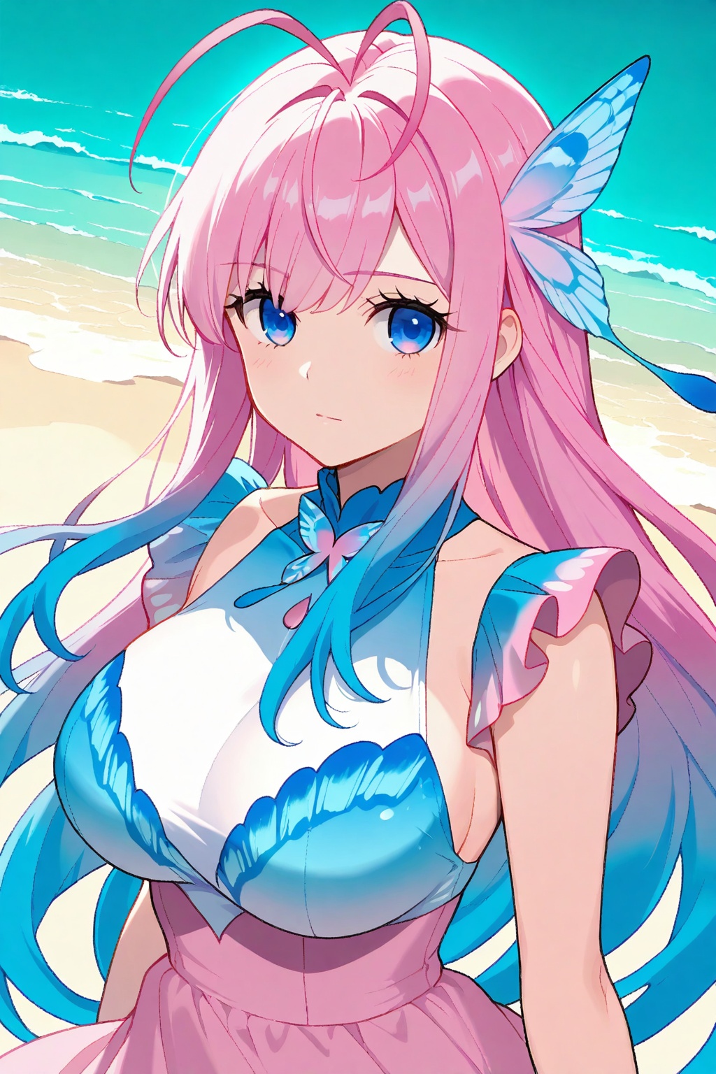 on the beach,  on the beach,  upper body on Tensor.Art