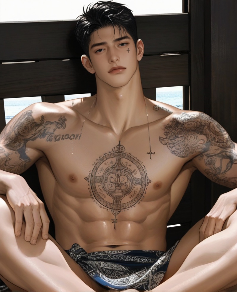 1male,  Black hair,  black eyes on Tensor.Art