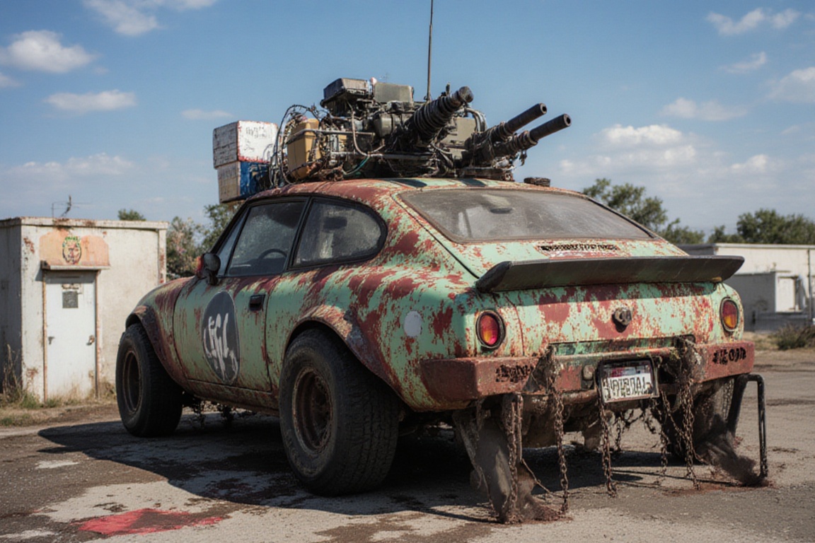 masda miata,  automaticaly **** machinegun on the roof,  sunday on Tensor.Art
