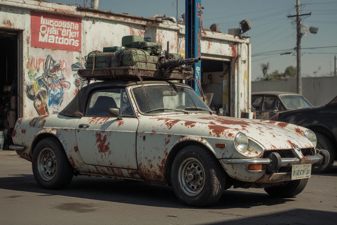 masda miata,  automaticaly **** machinegun on the roof,  sunday on Tensor.Art