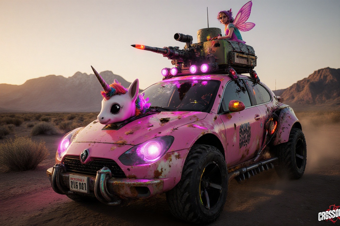 pony car,  pink color,  pony head on the hood on Tensor.Art