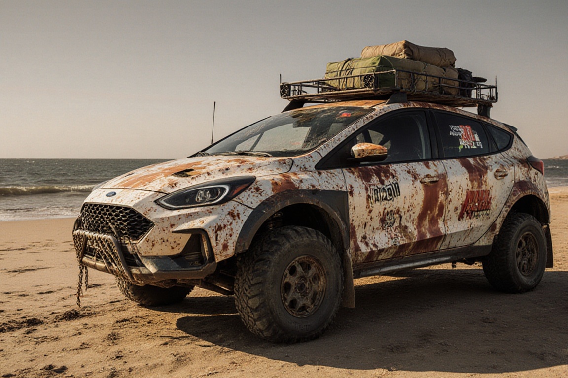 Ford focus wagon,  sandy shores,  crossout on Tensor.Art