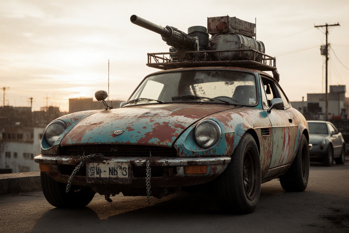 masda miata,  automaticaly **** machinegun on the roof,  sunday on Tensor.Art