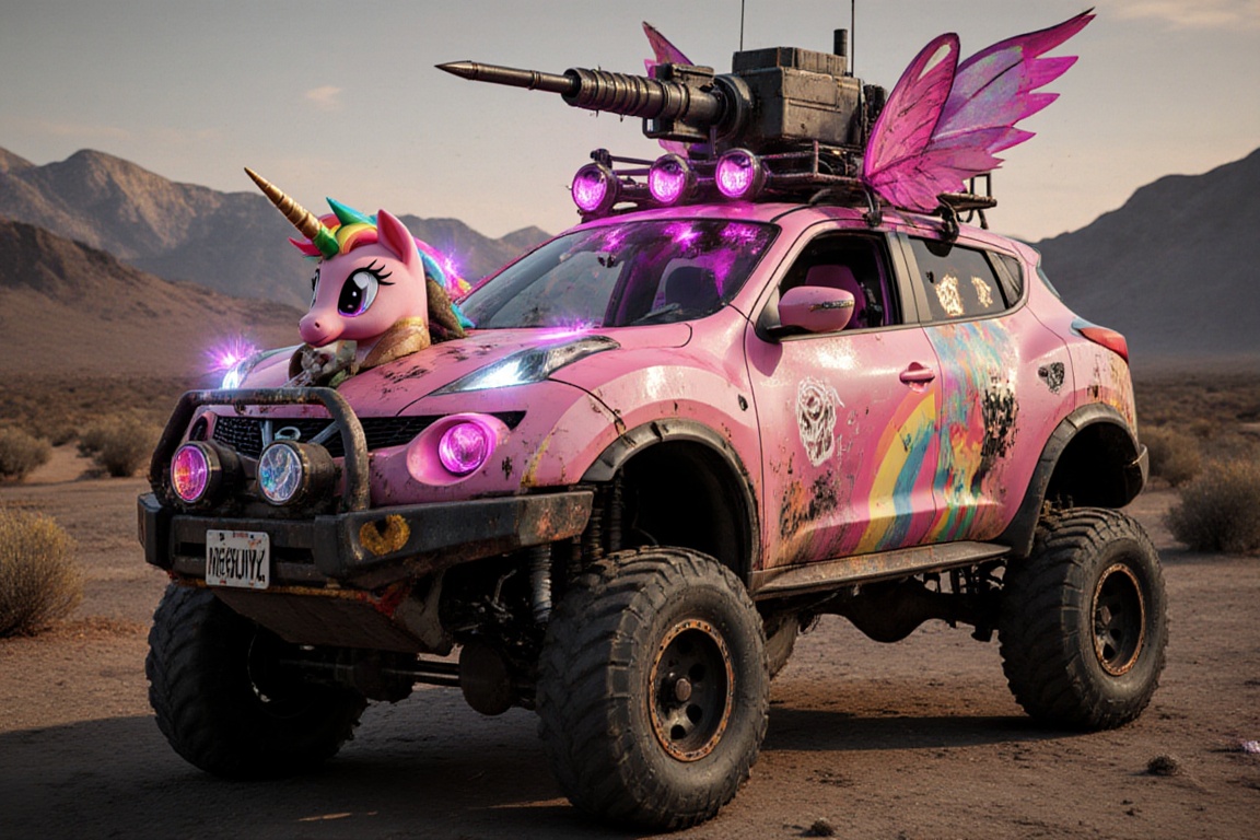 pony car,  pink color,  pony head on the hood on Tensor.Art