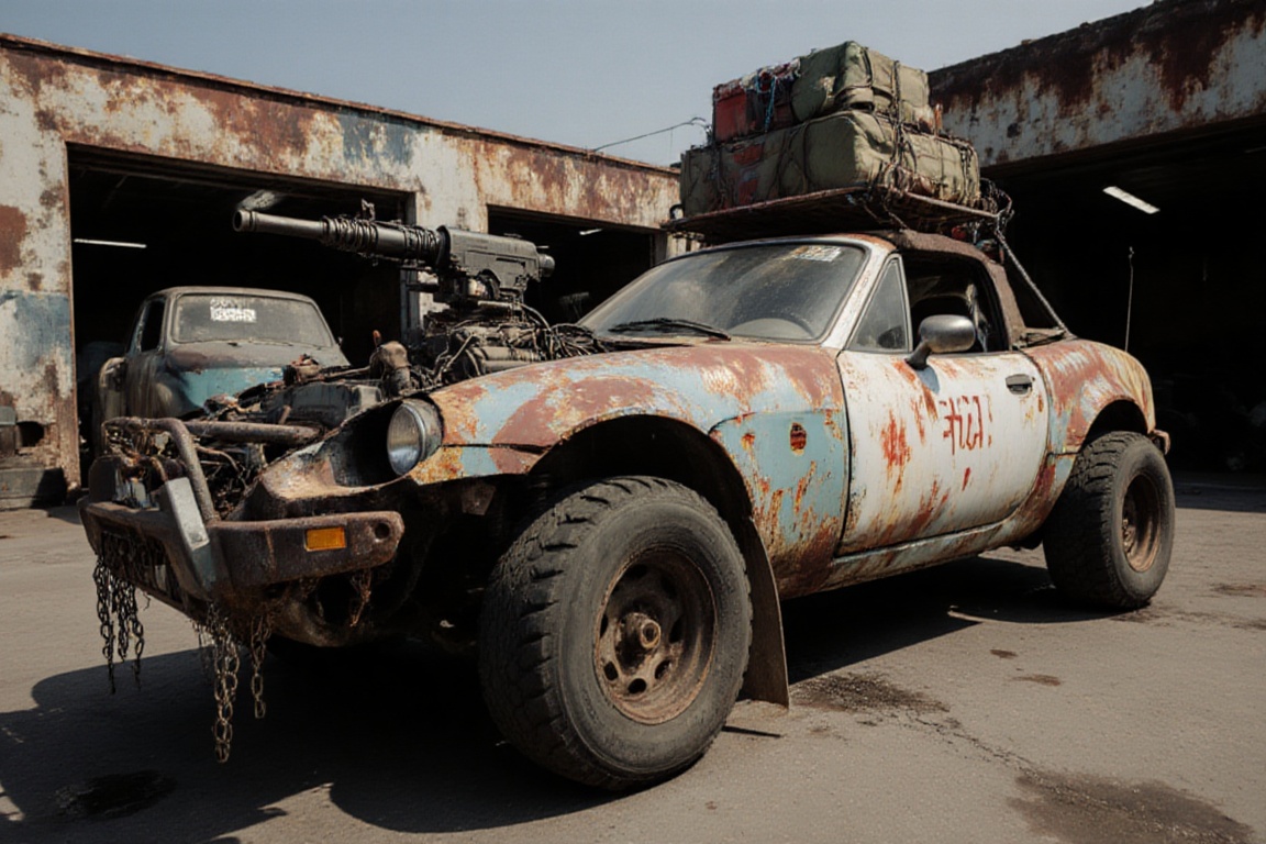 masda miata,  automaticaly **** machinegun on the roof,  sunday on Tensor.Art