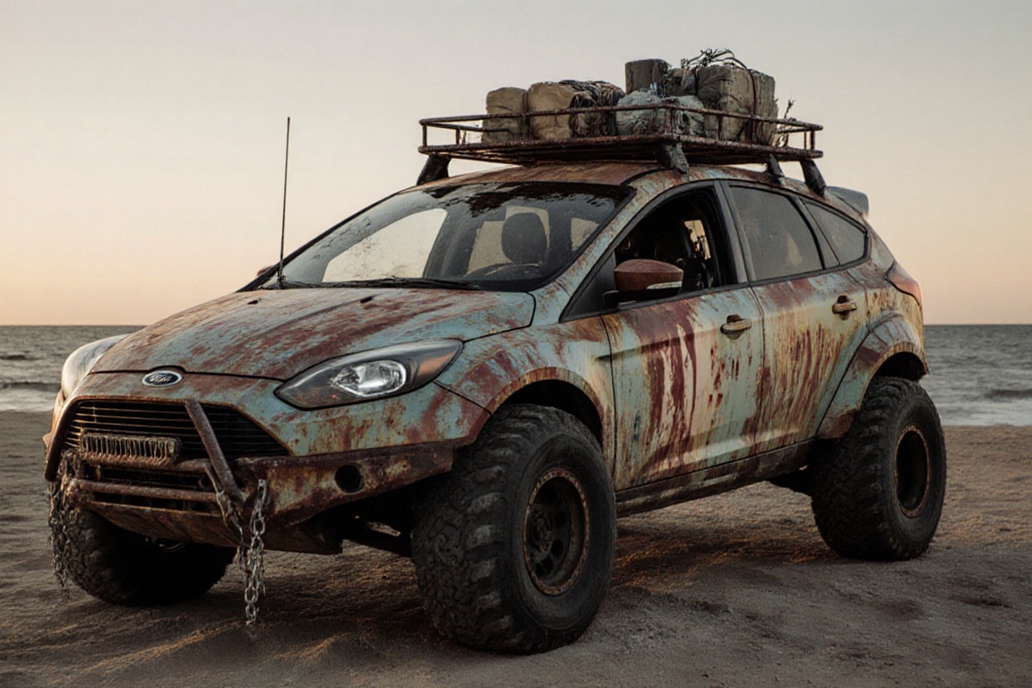 Ford focus wagon,  sandy shores,  crossout on Tensor.Art