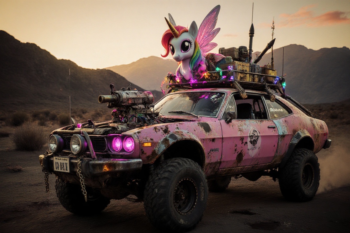 pony car,  pink color,  pony head on the hood on Tensor.Art