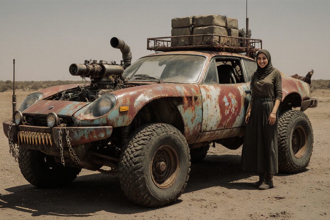 armored wasteland car,  large offroad wheels,  automatic **** machine gun on Tensor.Art