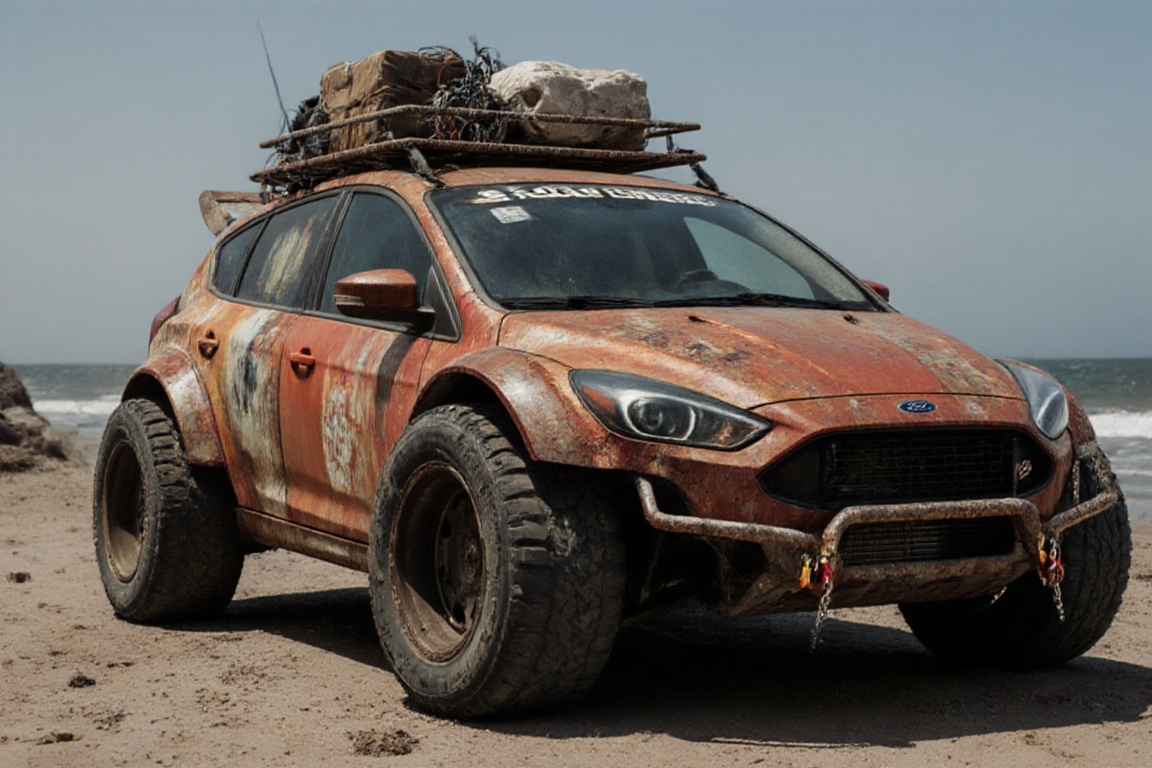 Ford focus wagon,  sandy shores,  crossout on Tensor.Art