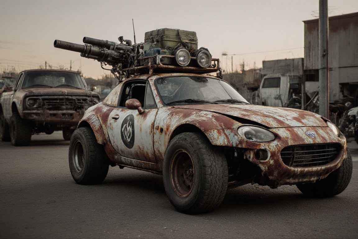 masda miata,  automaticaly **** machinegun on the roof,  sunday on Tensor.Art