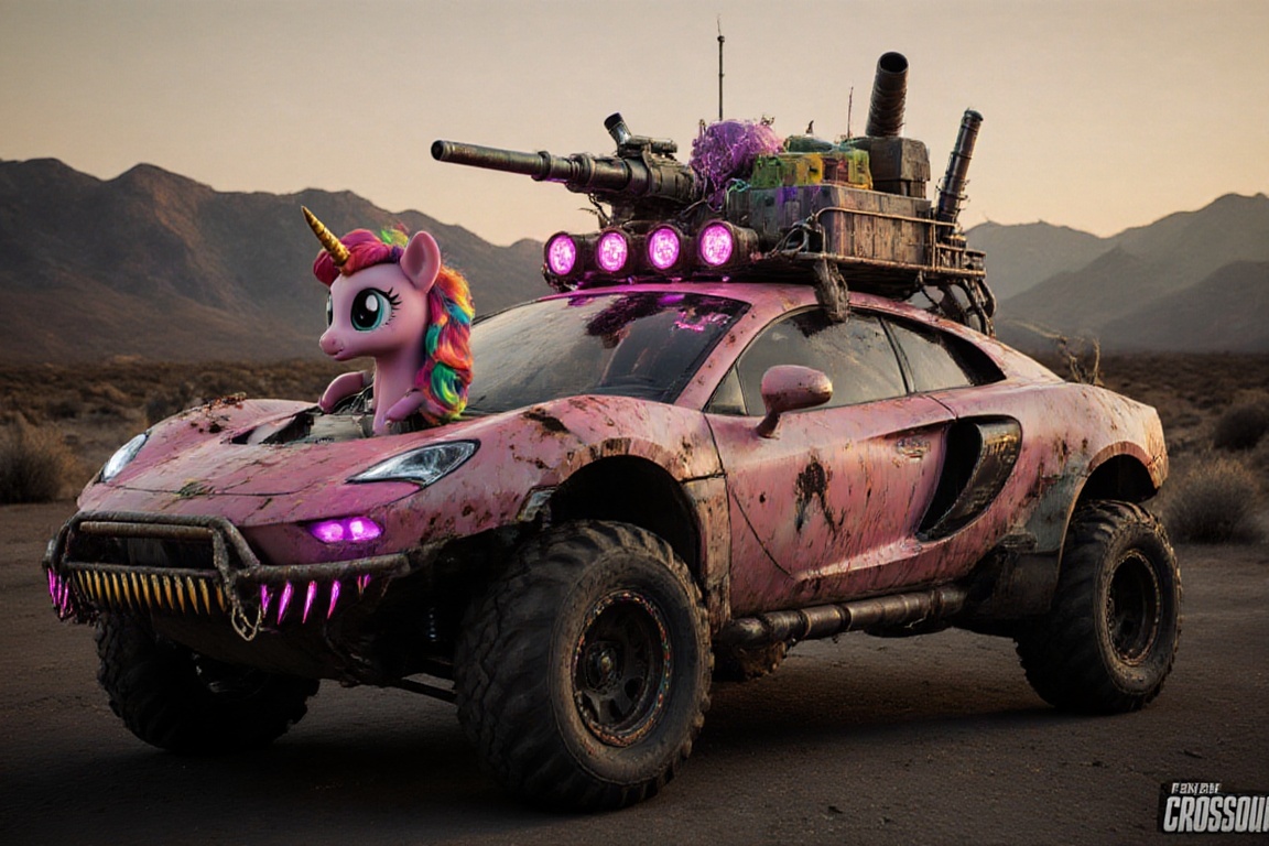 pony car,  pink color,  pony head on the hood on Tensor.Art