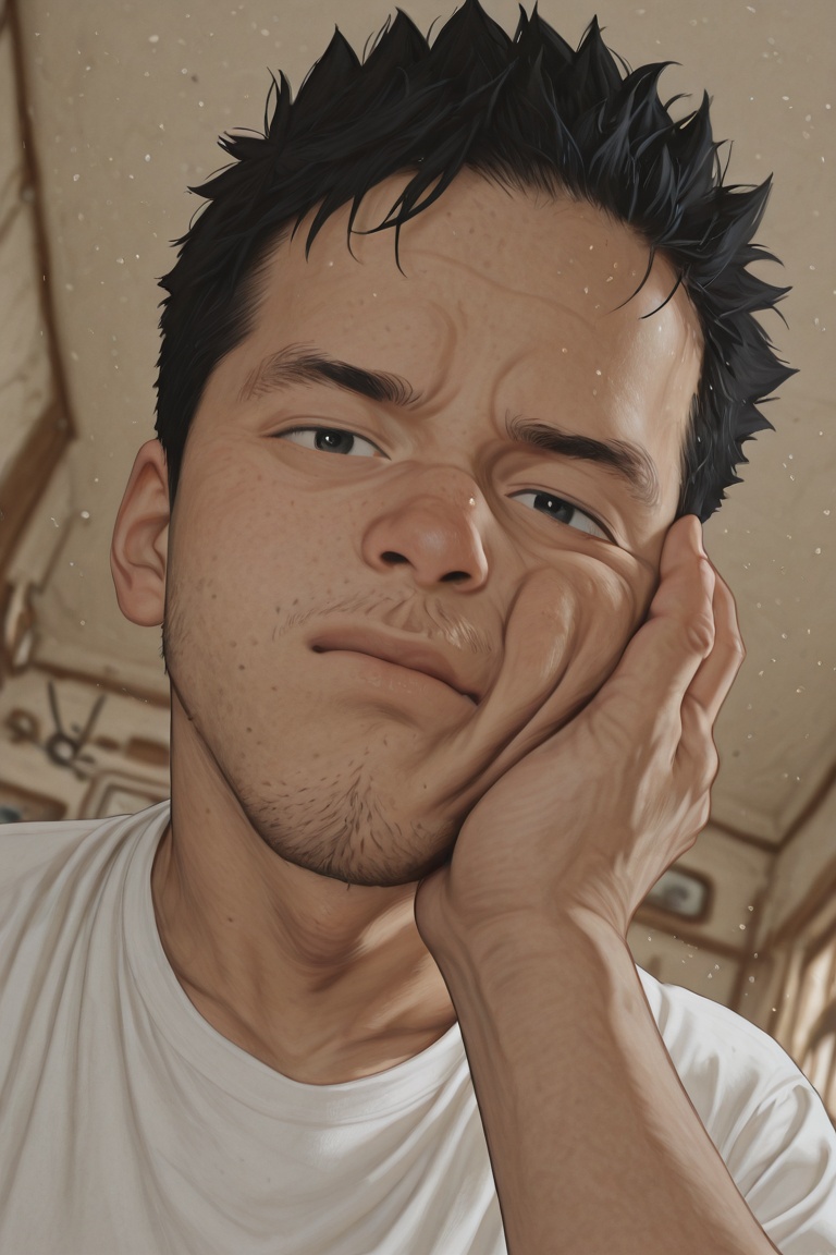 anime screencap,  male focus,  black hair on Tensor.Art