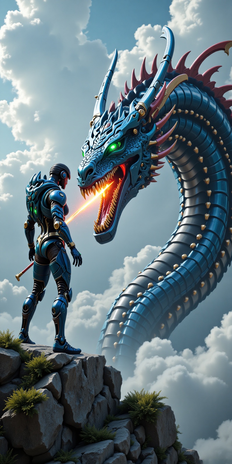 HYPER REALISTIC,  ultra-detailed 3D cinematic render,  colossal humanoid mecha standing on the armored on Tensor.Art