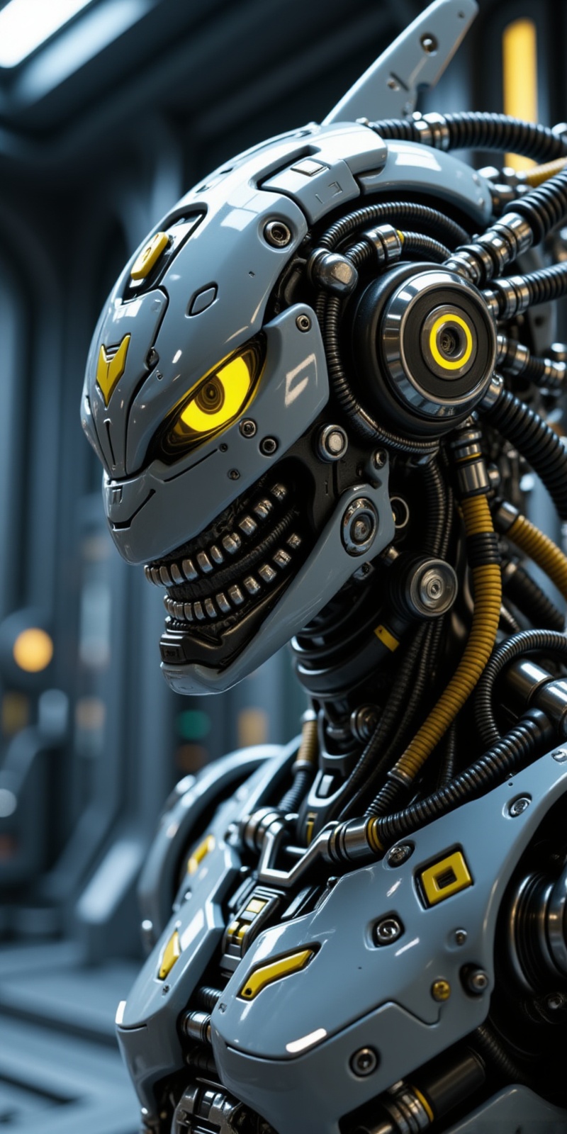 close up,  head and shoulders portrait of an llustration of a and )) warrior,  wearing futuristic polycarbonate armor on T...