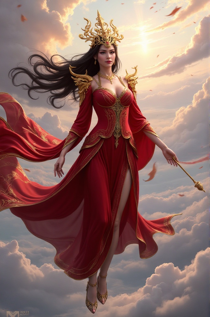 queenmedusa,  floating in the sky,  divine aura on Tensor.Art
