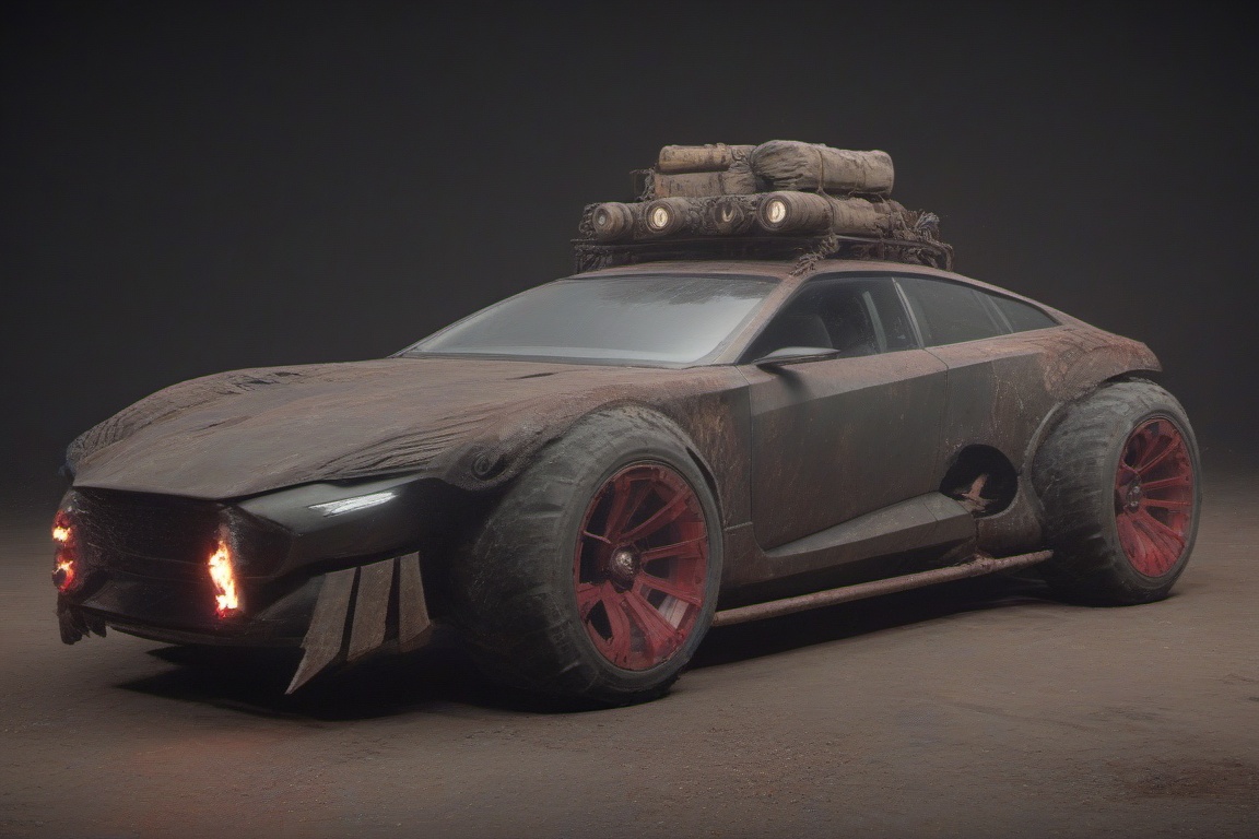 vampire car,  black and blood color,  fangs on the bumper on Tensor.Art