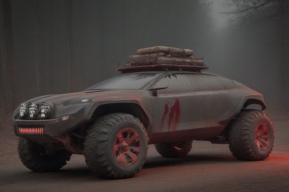 vampire car,  black and blood color,  fangs on the bumper on Tensor.Art