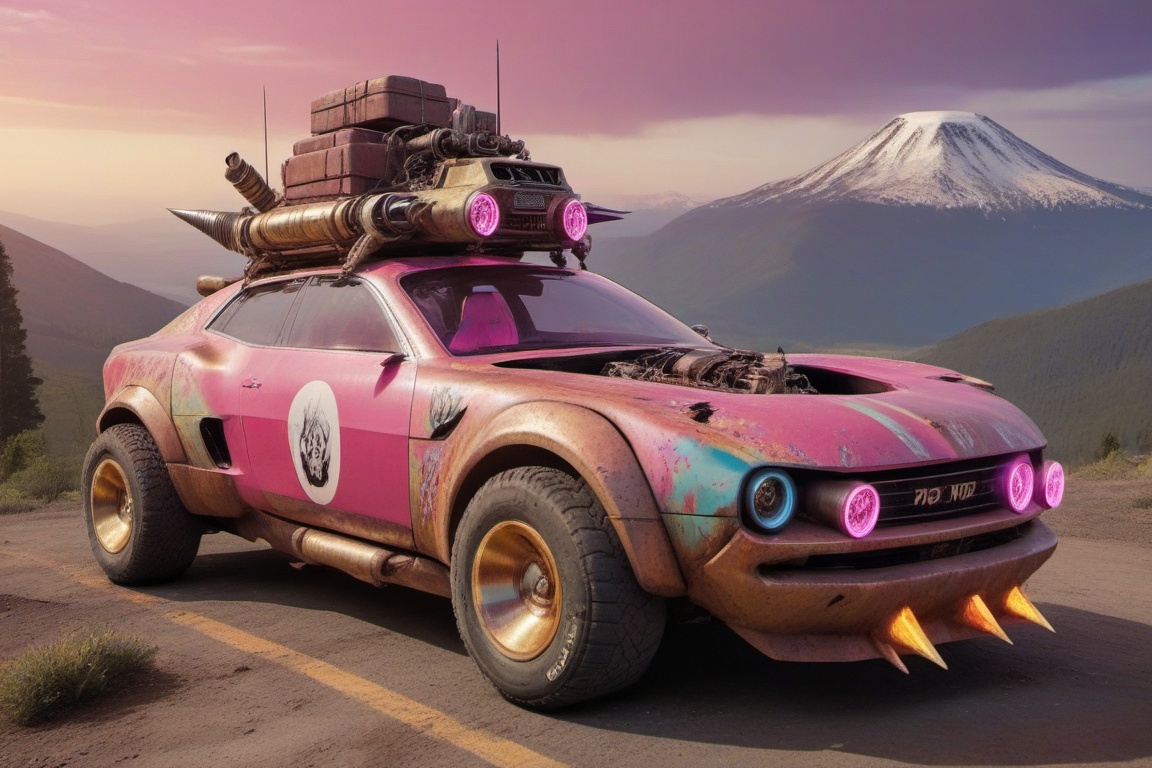 pony car,  pink color,  pony head on the hood on Tensor.Art