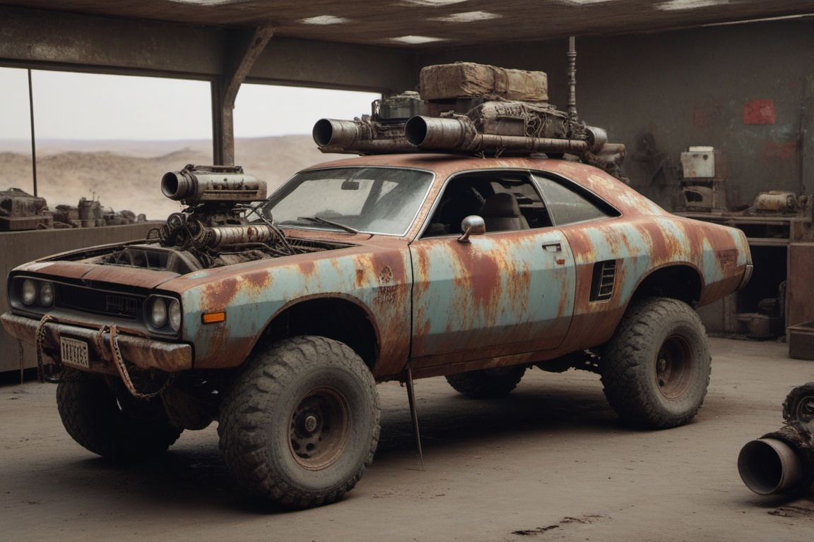 dodge chalenger srt,  automaticaly **** machinegun on the roof,  sunday on Tensor.Art