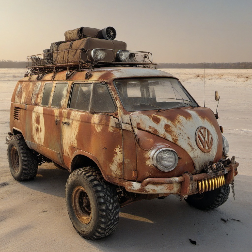diy rusty car,  pickup truck,  monster truck wheels on Tensor.Art