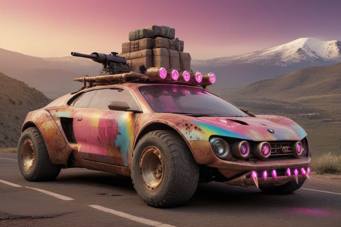 pony car,  pink color,  pony head on the hood on Tensor.Art